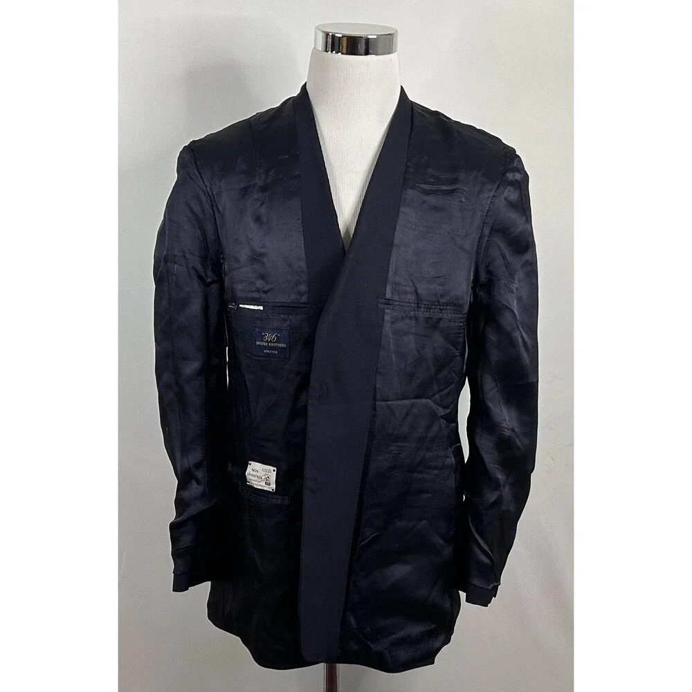 Brooks Brothers 346 42L Stretch Sport Coat Wool blend Navy Blue Two Button - Picture 7 of 8
